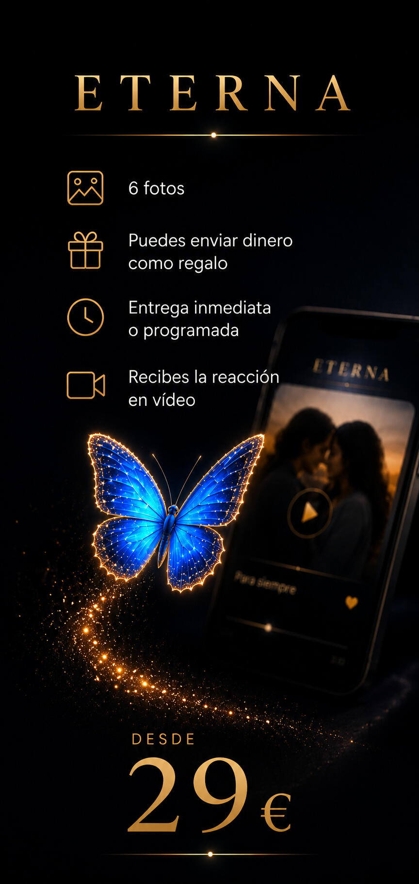 Cómo funciona 1. CREA Sube 6 fotos y escribe 3 frases. 2. SORPRENDE Envía el enlace a esa persona. 3.EMOCIONA Las fotos se convierten en un recuerdo inolvidable.