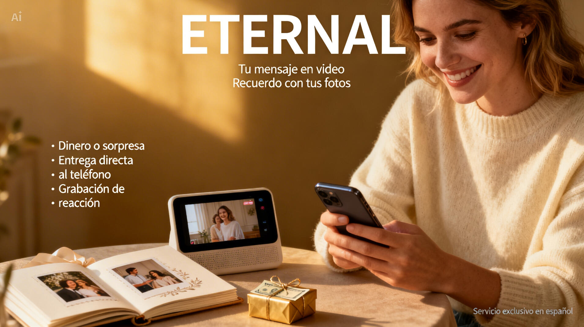 Cómo funciona 1. CREA Sube 6 fotos y escribe 3 frases. 2. SORPRENDE Envía el enlace a esa persona. 3.EMOCIONA Las fotos se convierten en un recuerdo inolvidable.